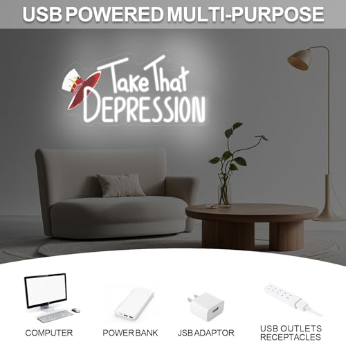 Image of Take That Depression Duck Neon Sign, Hazbin Hotel wall art, Lucifer,Hazbin Hotel Fan Art, Depression Duck,Best Dad Lucy, Lucifer Morningstar, 16.5 inchx8.7 inch