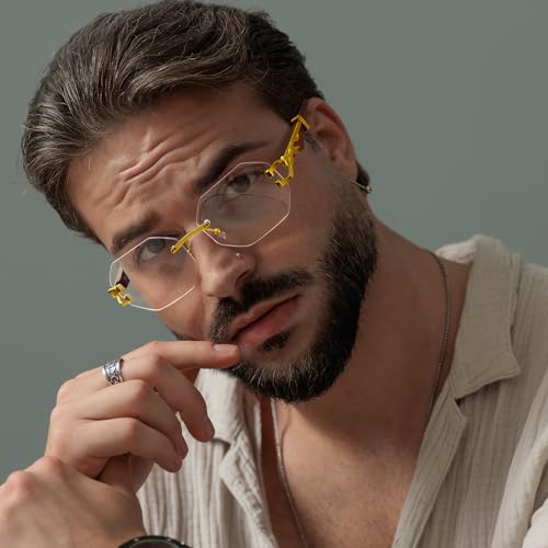 Dollger Rimless Rectangle Sunglasses for Women Men Fashion Hip hop Frameless Designer Shades Wooden Y2K Square Sun Glasses4