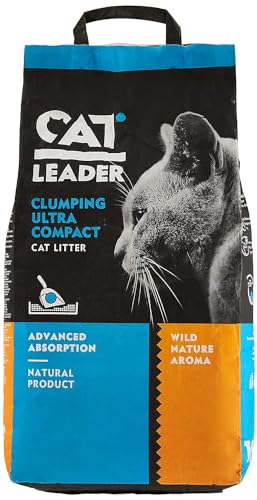 Geohellas Cat Leader Clumping Ultra Compact Litter With Wild Nature Aroma - 10 Kg, Blackblue
