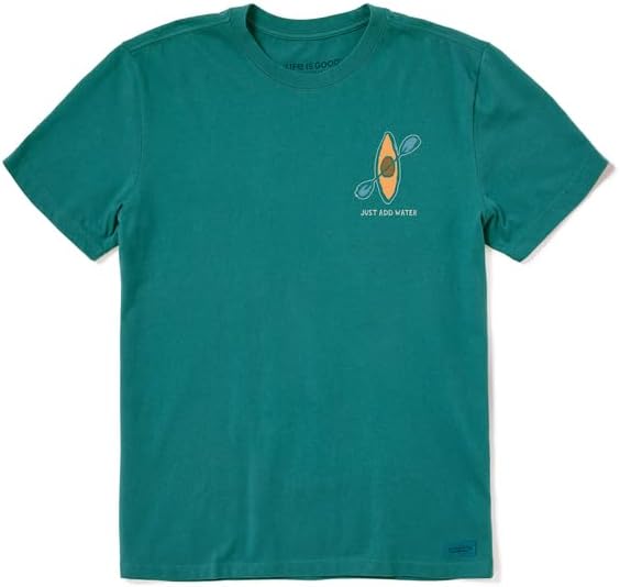 Life is Good. Camiseta Just Add Water Kayak Crusher para hombre, color verde abeto