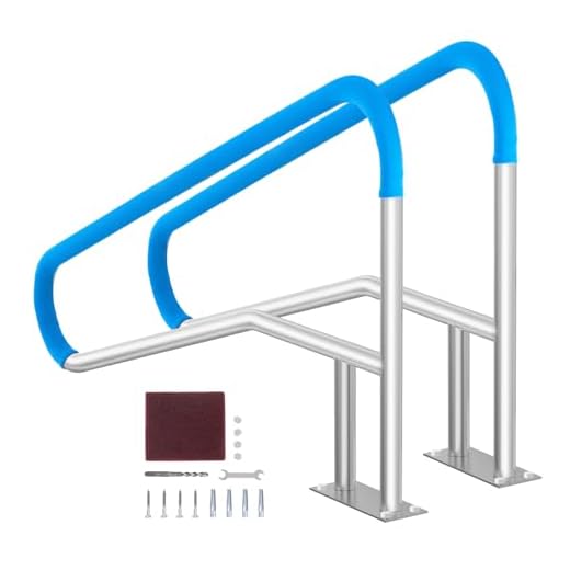 VEVOR Pool Handrail, 2 PCS 55 x 32 inch Railing, Stainless Steel with Base Plate for Indoor/Outdoor, Rust-Proof Grab Bar w/Grip Cover&Accessories for Decks/Spas