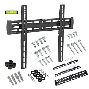 Maclean MC-643 TV Wandhalterung für 32-55 Zoll | Flach & Curved Fernseher | VESA 200x200 300x300 400x200 | Bis 30 kg | Slim Design 28 mm Wandabstand | Wasserwaage inkl.