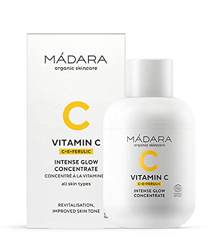 MÁDARA Organic Skincare | Vitamin C Intense Glow Concentrate 30ml – Potenciador del brillo, Iluminador, Dermatológicamente probado, Vegano, Certificado Ecocert – Crema de Vitamina C, Vitamina C Facial