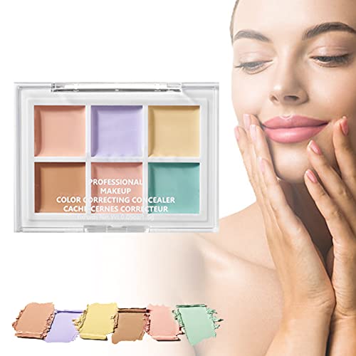 Corrector Polvo, Corrector Crema, Paleta de Correctores, Corrector Camuflaje, Makeup Paleta de Contouring, Concealer Palette, 6 Tonos Paleta de Correctores, para Uso Profesional y Diario,#01