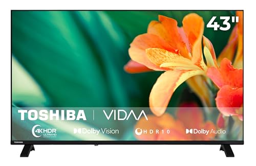 Toshiba 43 Zoll Smart TV VIDAA - 4K UHD Fernseher mit Dolby Vision HDR, Triple-Tuner (DVB-C/S2/T2) und Streaming Apps, LED TV 43UV1563DDW (2026)