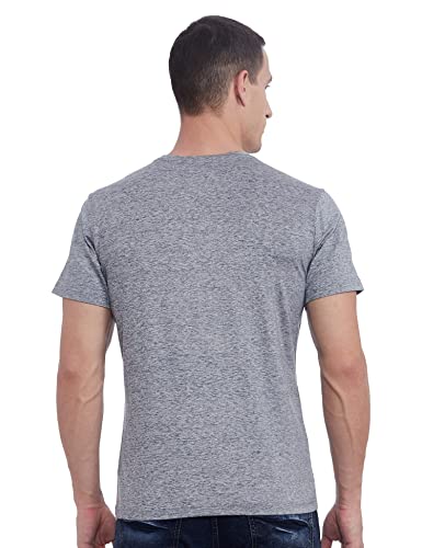 Image of Parx Men's Polyester Lycra Blend Print Pattern Regular Fit Round Neck Half Sleeve Casual T-Shirt