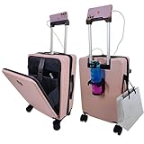 M4268782 CAMIR Maleta de Viaje Cabina USB Inteligente con Bolsillo Frontal Portátil, Rosa Claro