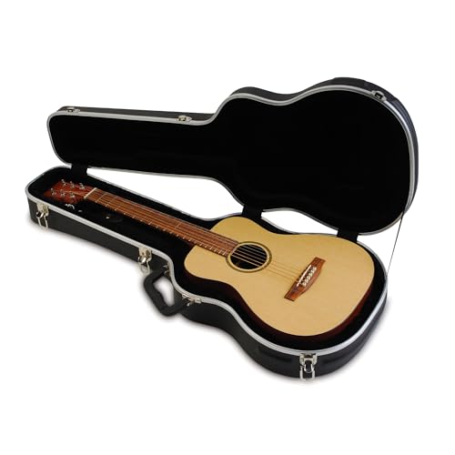 SKB cases Hardshell Guitar Travel Case for Baby Taylor or Martin LX Models, Molded In Bumpers for Protection, Plush Lined Interior and Latches, Black