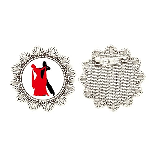 Broche de plata con diseño de flor mediano para chaqueta de baile