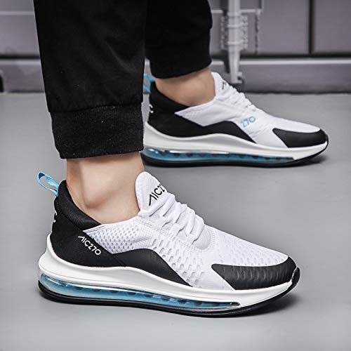Image of HOLTZMAN A /C 270 Woven Fabric Comfortable Lightweight Flexible Sports /Running Shoe for Men (Color: White & Blue, Size: 7)