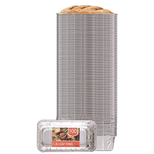Party Bargains 2 Lb Loaf Pan - (100 Pack) 8.5" X 4.5" X 2.5" Heavy Duty Aluminum Loaf Pans For Baking Bread, Standard Size, Perfect For Baking Cakes, Lasagna, Meatloaf Pans #TOP7