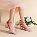 DREAM PAIRS Girls Dress Shoes Closed Toe High Heels Ankle Strap Toddler Little Big Kid Wedding Flower Party Pump,Size 4 Big Kid,Pink,KKUMPU2501