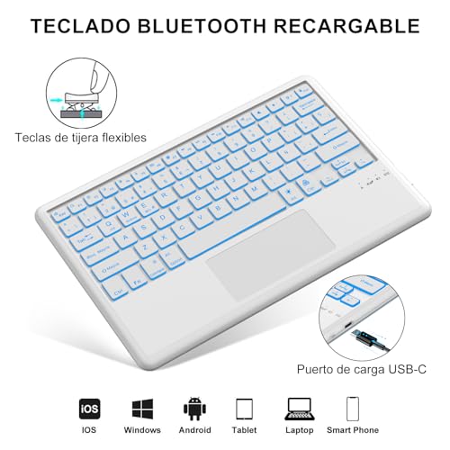 Funda con teclado Redmi Pad Pro 12.1 y Xiaomi Poco Pad con bluetooth desmontable azul 4