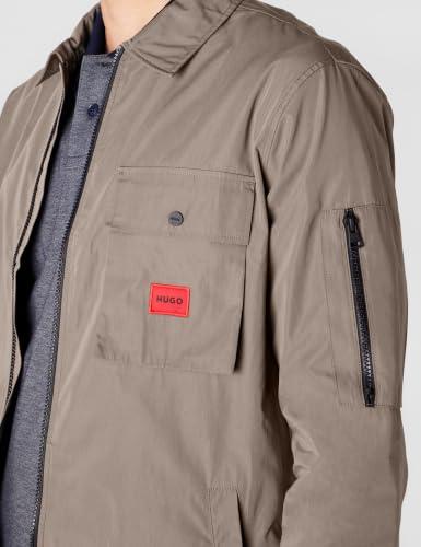 Image of Hugo Men's Cotton Mix Canvas Zip Up Overshirt