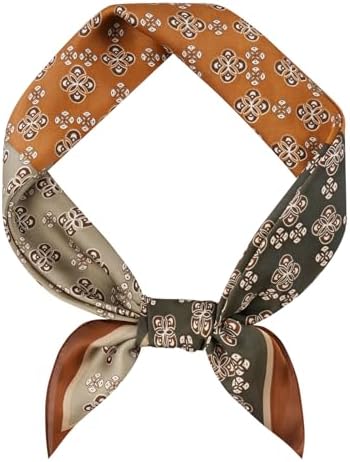 GERINLY Vintage Silk Feel Square Scarf for Men Satin Bandana Tiny Pattern Print Neckerchief Geometry Head Scarf Fashion