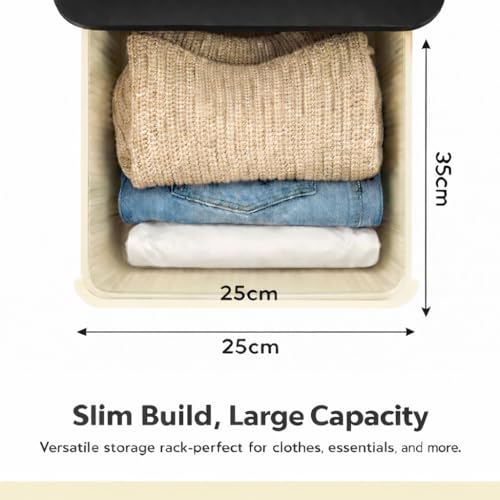 Image of KITCHIVO Heavy Duty Plastic Storage Drawer with Wheels | Modular Cabinet for Bedroom, Office, Home or Classroom| Chest of Drawers Organiser for Cosmetics, Kitchen items, Toys (Black & Ivory, 4)