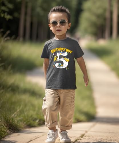 2-6 Years Boys Birthday Shirts Toddler Bday Construction Graphic Cotton Short Sleeve T-Shirt3