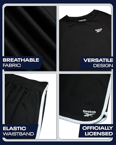 Reebok Conjunto de shorts atléticos para meninos – 3 peças de roupas de verão com camisetas gráficas