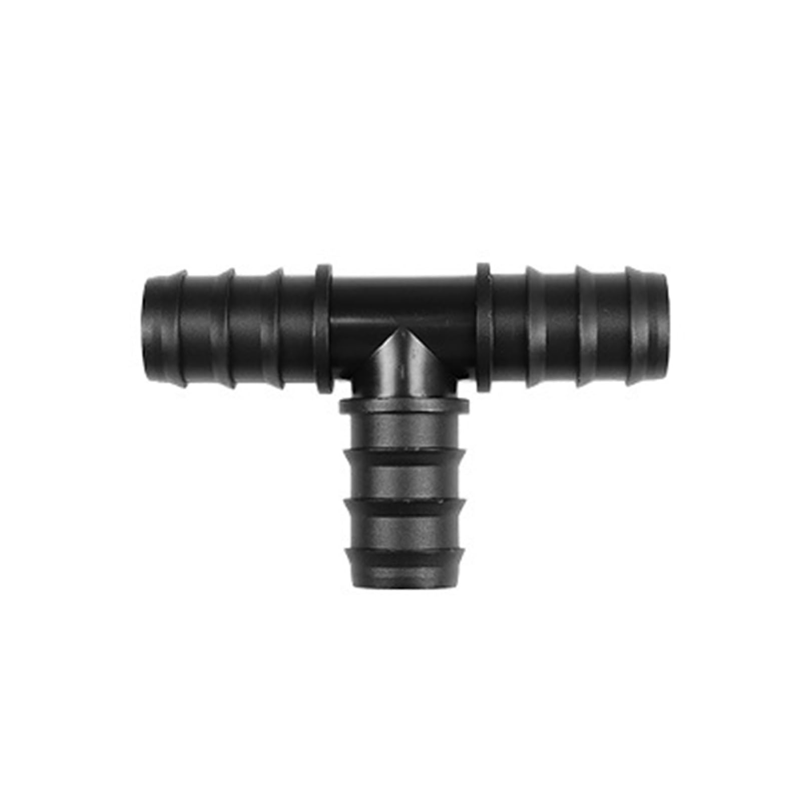 Junta de tubería de PE, conector de codo recto en T de 16mm, 20mm y 25mm, conector de manguera rociadora for riego de invernadero(Tee,20mm,50 pieces)