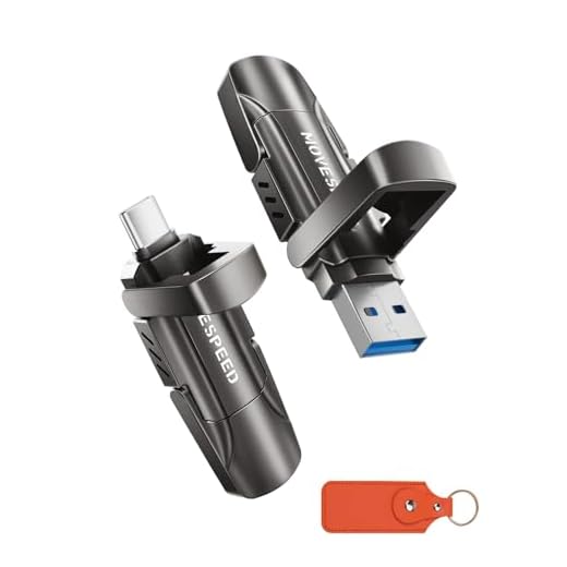 MOVE SPEED 256GB USB C Flash Drive, 1000MB/s Read Write Speed, USB 3.2 Gen2+Type C Dual Interface SSD USB Drive with Keychain Leather Case Thumb Drive for iPhone 15 Series/MacBook/Android Phone etc