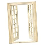 Tachiuwa 1/12 Dollhouse Miniature Glazed Double Doors DIY - Wood 01