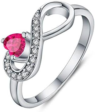 JO WISDOM Infinity Heart Promise Rings for Her Sterling Silver Friendship Ring July Birthstone Ring