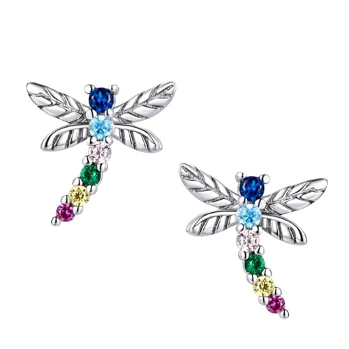 Pendientes de libélula de plata con zirconia joyas de orejas infantiles