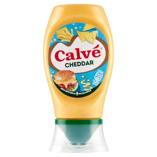 Calvé Salsa Cheddar, 8 Pezzi da 250 ml, Salsa Cheddar Calvé con Ingredienti di Prima Qualità, Ideale per Hamburger e Patatine, Nachos e Altri Snack