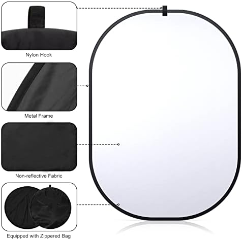 SEDGEWIN Black White Photography Backdrop, 3x5ft/100x150cm Double-Sided Pop Up Collapsible Background Panel Reversible Muslin Chromakey Screen with Carry Bag for TikTok YouTube Video Live Streaming