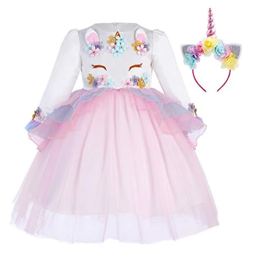 IWEMEK Princesa Bebé Niña Vestido Unicornio Cumpleaños Disfraz de Cosplay para Fiesta Carnaval Navidad Bautizo Comunión Boda Rosa 18-24 Meses