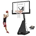 Basketball Hoop Outdoor Portable 44 Inch Backboard, 10ft Quickly Adjustable Basketball Goal System with Wheels for Backyard/Driveway/Court