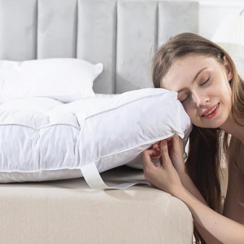 WhatsBedding 5 Inch Feather Bed Mattress Topper,Duck Feather Memory Foam Mattress Topper, Thickened Topper Layer, Full, 54x75 inches