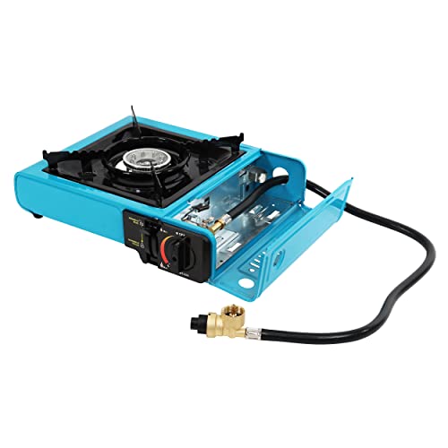 Lot45 Portable Camping Stove Propane Or Butane 8000 Btu - 1 Single Burner Camping Stove With Carrying Case - Gas Cooking Tabletop Propane And Butane Dual Fuel Portable Stove For Indoor Or Outdoor Use #TOP6