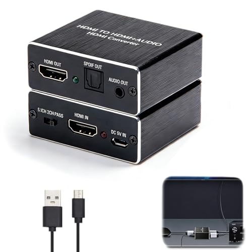4K x 2K HDMI Audio Converter Extractor ARC Audio Splitter Adapter with Optical Toslink SPDIF 5.1CH 3.5mm Stereo Output Support 4K@30Hz 2K@30Hz HDM Output for PS5 PS4 PS3 TV Box DVD Blu-ray 3D HDTV