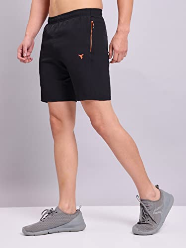 Image of TECHNOSPORT Men Solid Slim Fit Sports Shorts Techno LITE UPF50+ Polyester Mid Rise Drawstring Shorts Pant for Men Gym Workout Running Cricket Casual Quick Dry