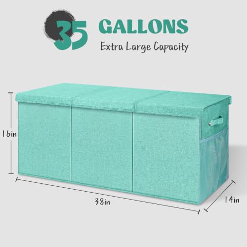 Image of Extra Large Toy Box with Lids, Collapsible Storage Bin, 38 inchx16 inchx14 inch, Green