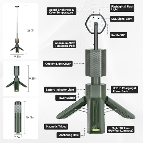 Lanterne de camping LED suspendue et lampe de tente extérieure étanche
