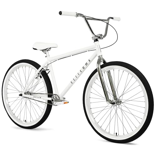 Elite BMX Bicycle 18', 20' & 26' Model Freestyle Bike - 3 Piece Crank (White Chrome, 26')