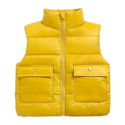 Warm Coat 2024 New Toddler Boys Girls Sleeveless Collar Solid Color Down Vest With Pockets Smooth Zipper Jacket Tops