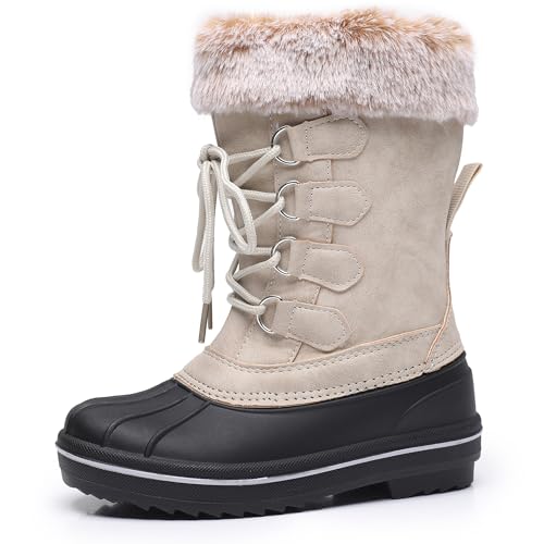 Apakowa Girls Snow Boots Waterproof Kids Outdoor Insulated Warm Winter Boots (Toddler/Little Kid/Big Kid)