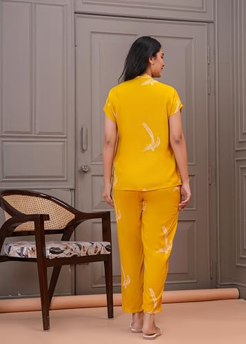 Image of Women's Cotton Printed Night Suit Set of Shirt & Pajama Set Women Night Wear Set