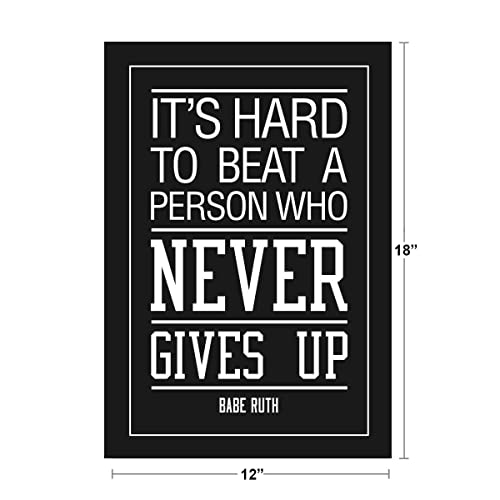 Image of Motivational Poster Its Hard To Beat A Person Who Never Gives Up By Babe Ruth Sports Workout Inspirational Posters Quote Cool Wall Art Print Poster 12x18