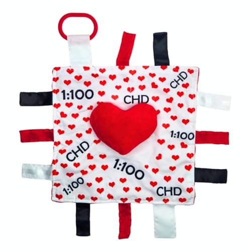 Baby Jack & Co 10x10インチ CHD Awareness Lovey Sensory フラシ天ブランケット - 赤ちゃん用タグおもちゃ - ベビーカーのおもちゃ - 形、文字、色を学ぶ - ベビーカークリップ付きの完璧なベビーおもちゃ&ベビーギフトの商品画像（Amazon）