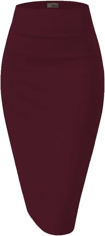 Hybrid & Company Womens Premium Nylon Ponte Stretch High Waist Pencil Suit Skirt Below Knee