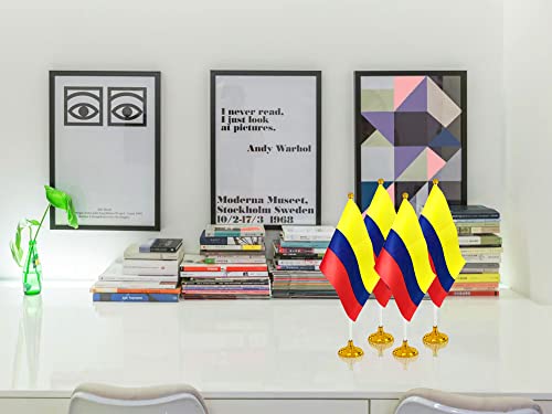 Wxtwk 12 Pack Colombia Flag Colombian Desk Flag Small Mini Colombian Table Flags With Stand Base,Home Office Festival Events Celebration Decorations #TOP4