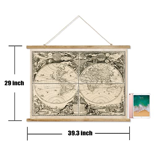 Ancient World Nautical Map - Vintage Map Poster With Wood Frame, Retro Style World Map Tapestry, World History Adventure Civilization Map - Wall-Hanging Decor Art Painting For Living Room, Bedroom, Dorm (29 X 39 Inches). #TOP1