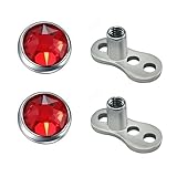 14G Diamond Tops Dermal Anchor Tops and Base Surgical Steel CZ Crystal Internally Threaded Micro Microdermals Body Piercings Studs Dermal Piercings Punk Body Jewelry Gifts for Women Girls Men (6mm Red)