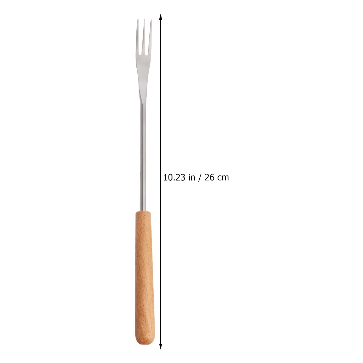 KALLORY Forchette Fonduta in Acciaio Inox Manico in Legno 6 Pezzi, Resistente al Calore, per Cucina e Campeggio