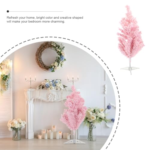 Árbol de Navidad flocado rosa mini como obsequio navideño original de mesa 3