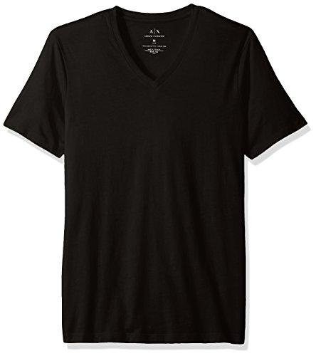 AX Armani Exchange mens Basic Pima V Neck Tee T Shirt, Black, X-Large US